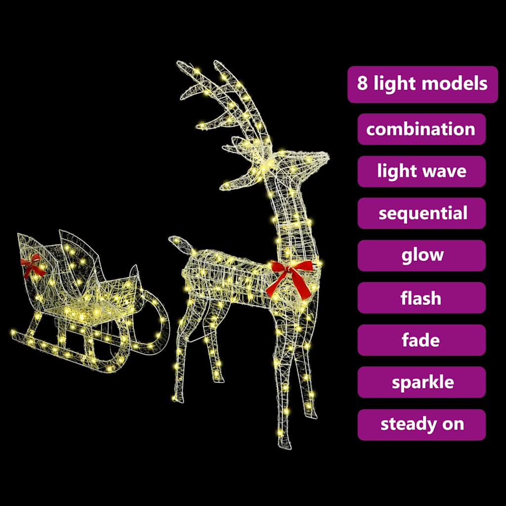 Reinsdyr Trekke Slede Varmhvit 120 cm 55 cm Akryl