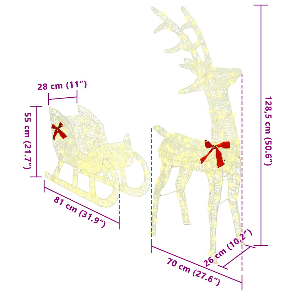 Reinsdyr Trekke Slede Varmhvit 120 cm 55 cm Akryl