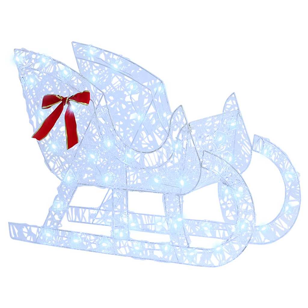 Reinsdyr Trekke Slede Kaldhvit 70 x 26 x 128,5 cm Akryl