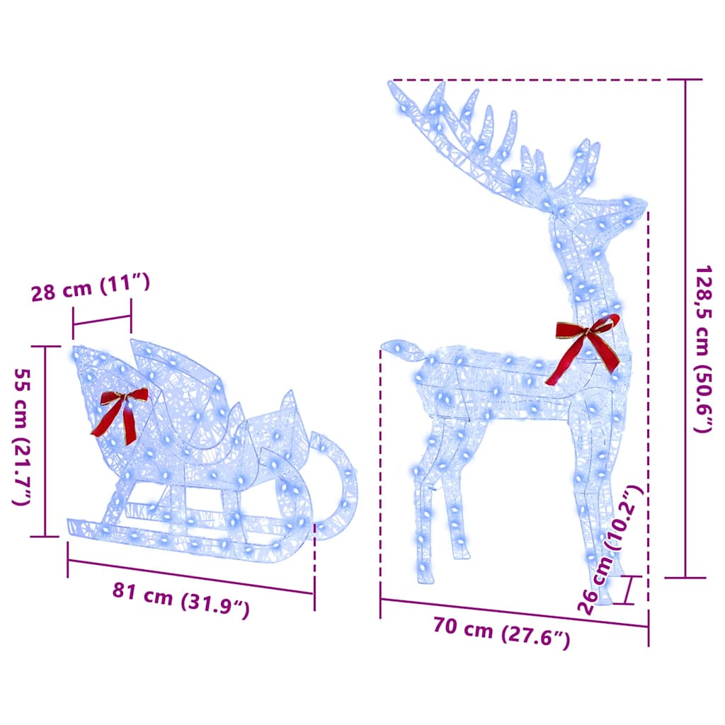 Reinsdyr Trekke Slede Blå 120 cm 55 cm Akryl