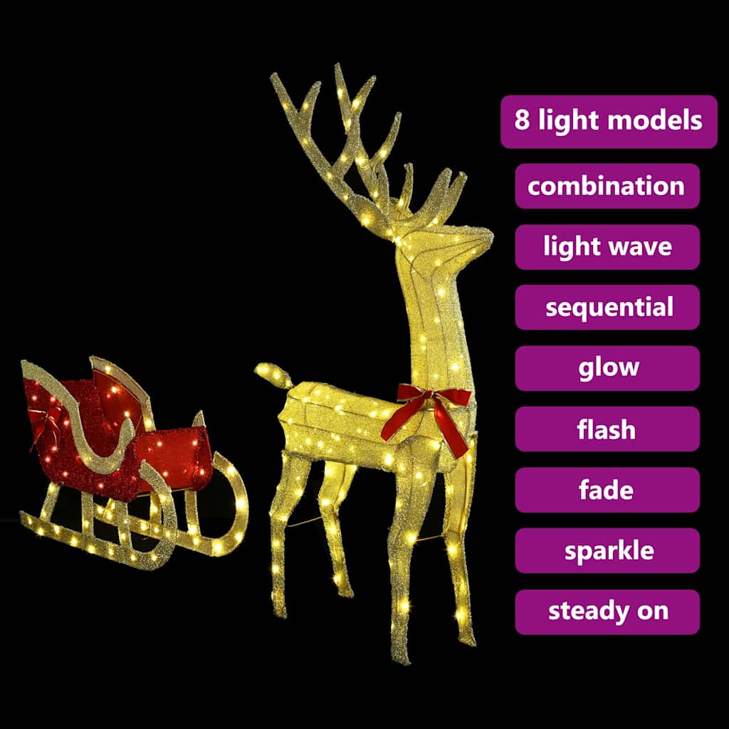 Reinsdyr Trekke Slede Varmhvit 120 cm 55 cm stoff