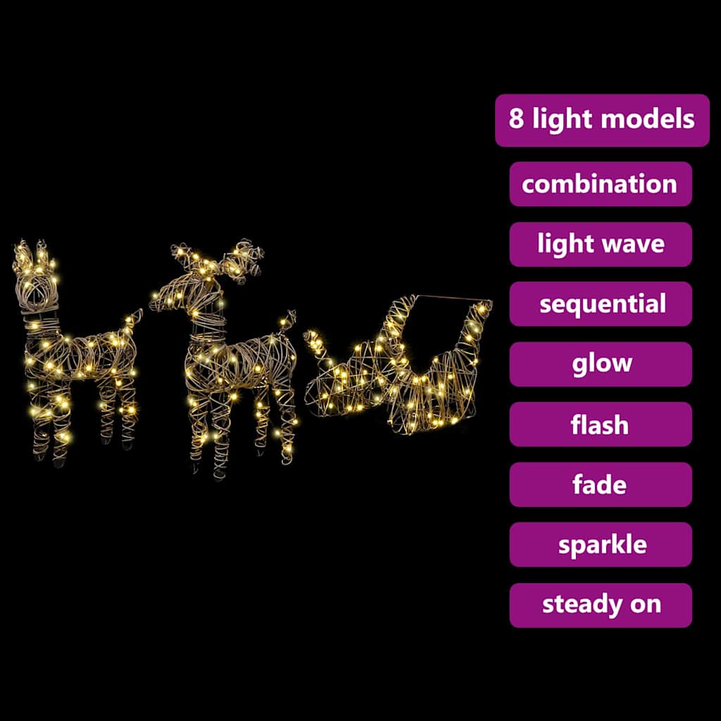 Reinsdyr Trekke Slede Varmhvit 52.5 x 28 x 32.5 cm Rotting