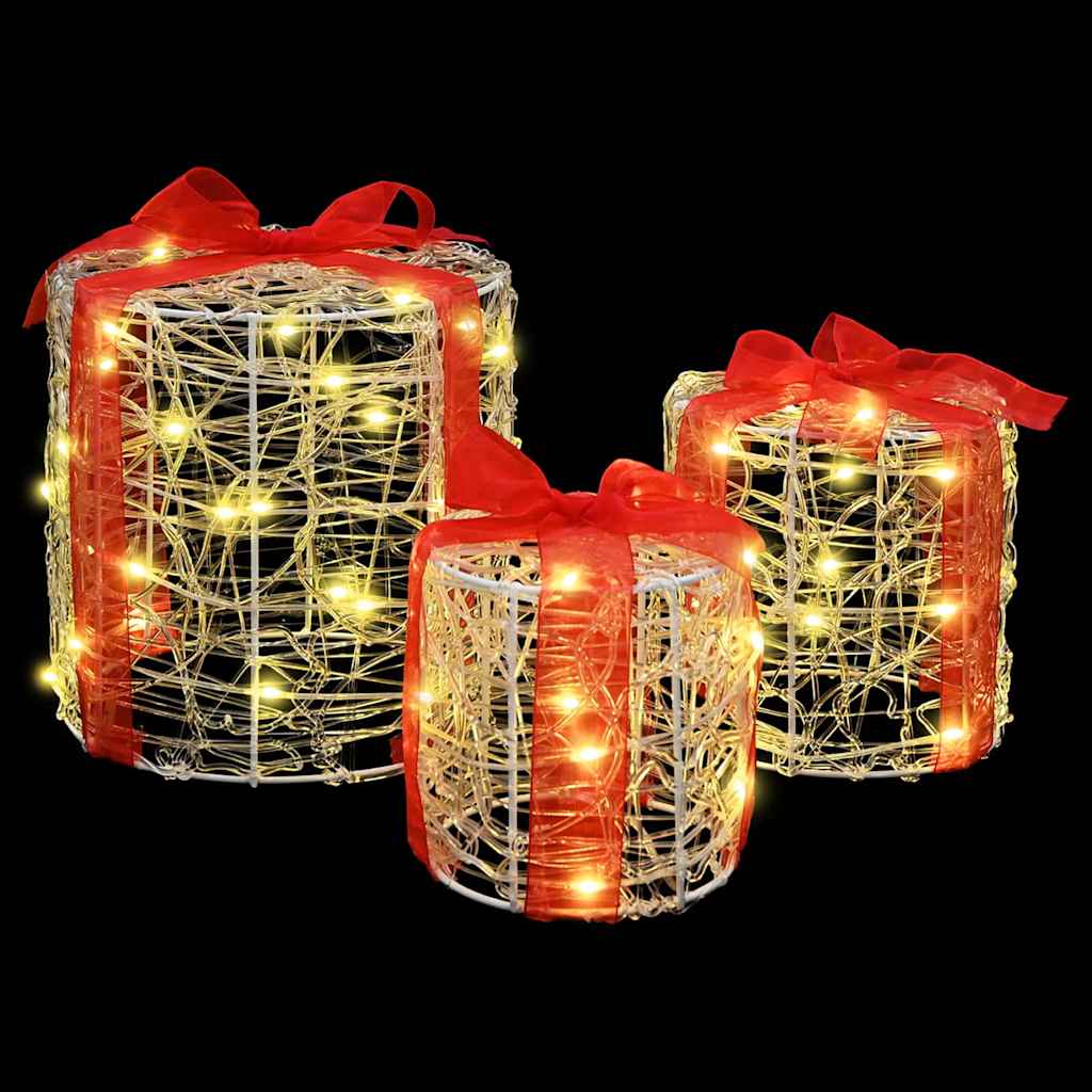 Gaveeske Dekorasjon 3 pcs Varmhvit 20 x 20 x 21 cm Akryl