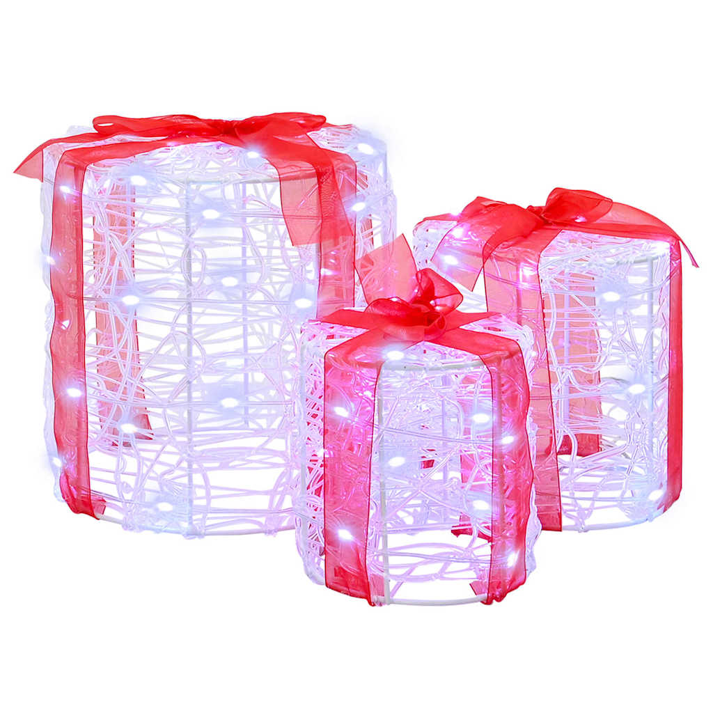 Gaveeske Dekorasjon 3 pcs Kaldhvit 20 x 20 x 21 cm Akryl