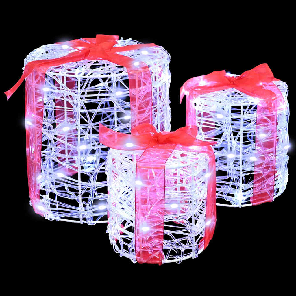 Gaveeske Dekorasjon 3 pcs Kaldhvit 20 x 20 x 21 cm Akryl