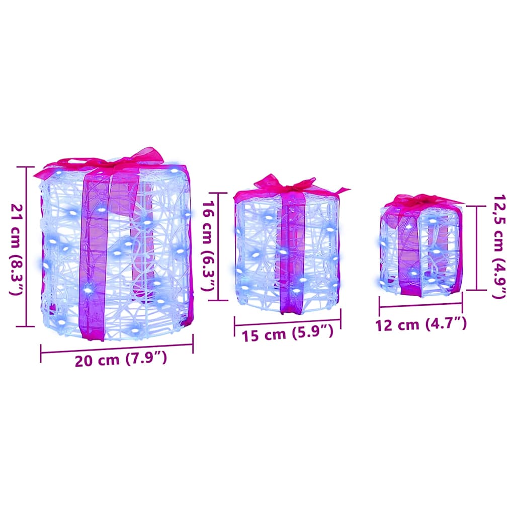 Gaveeske Dekorasjon 3 pcs Blå 20 x 20 x 21 cm Akryl