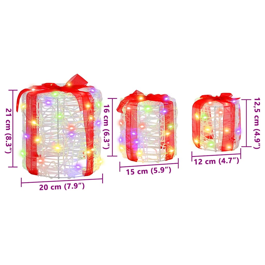 Gaveeske Dekorasjon 3 pcs fargerik 20 x 20 x 21 cm Akryl