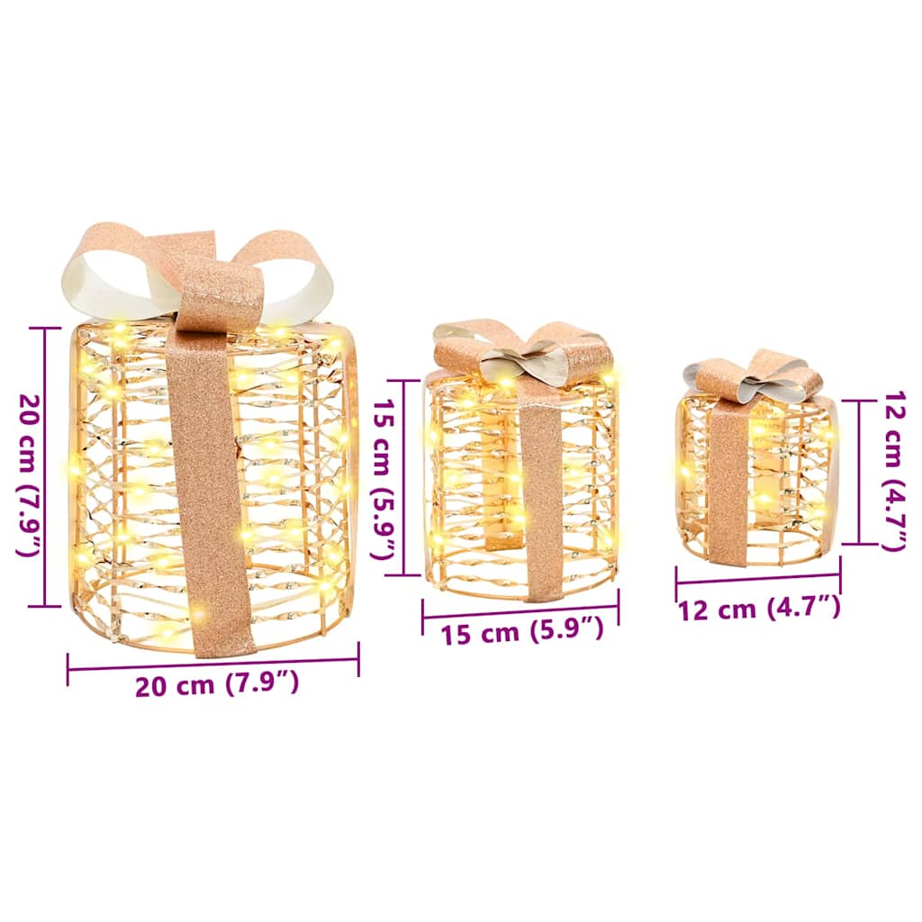 Gaveeske Dekorasjon 3 pcs Varmhvit 12 cm 15 cm 20 cm PET