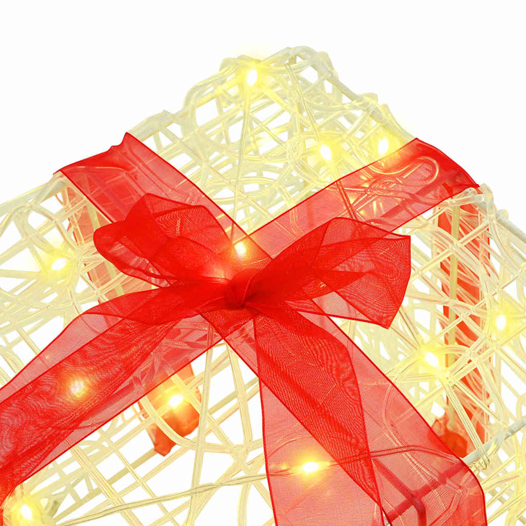 Gaveeske med 60 LED 3 pcs Varmhvit 20 x 20 x 20 cm Akryl