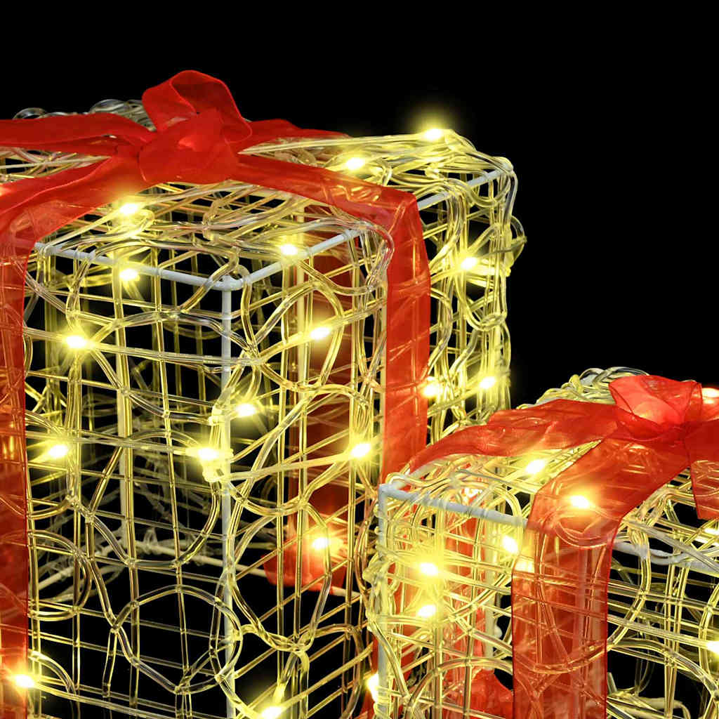 Gaveeske med 60 LED 3 pcs Varmhvit 20 x 20 x 20 cm Akryl