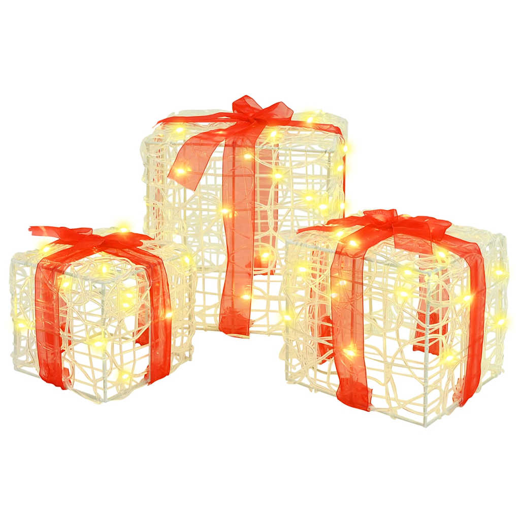 Gaveeske med 60 LED 3 pcs Varmhvit 20 x 20 x 20 cm Akryl