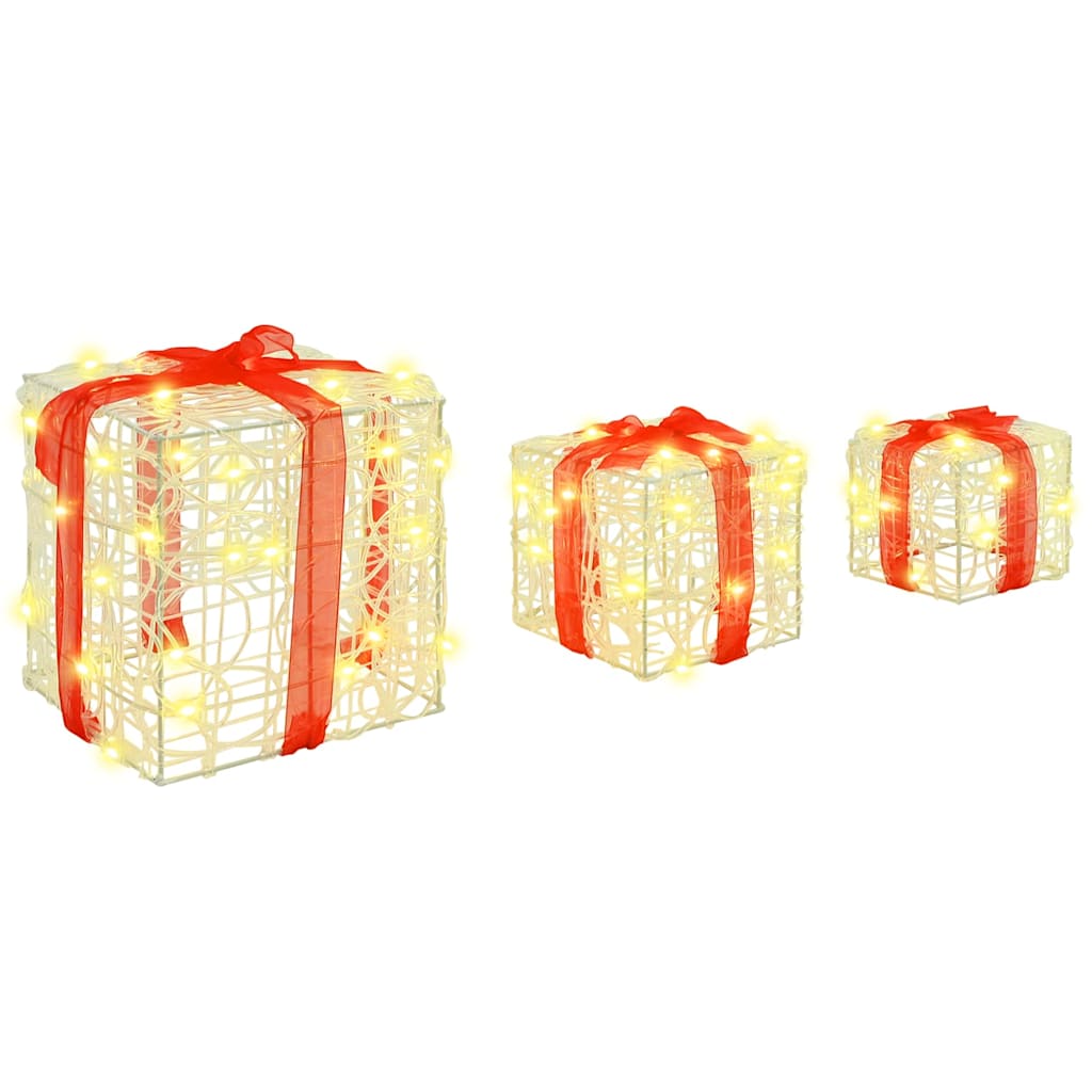 Gaveeske med 60 LED 3 pcs Varmhvit 20 x 20 x 20 cm Akryl