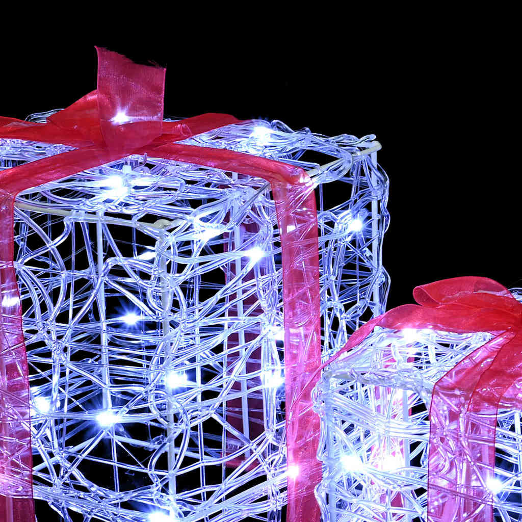 Gaveeske med 60 LED 3 pcs Kaldhvit 20 x 20 x 20 cm Akryl
