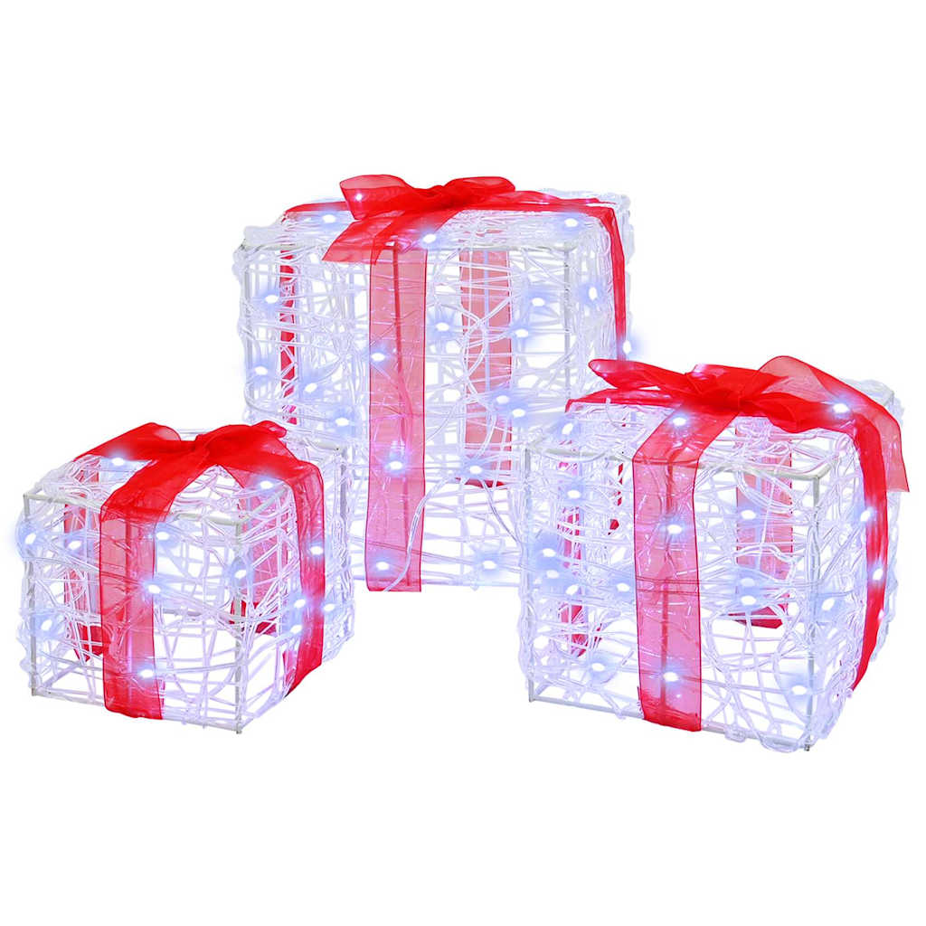 Gaveeske med 60 LED 3 pcs Kaldhvit 20 x 20 x 20 cm Akryl