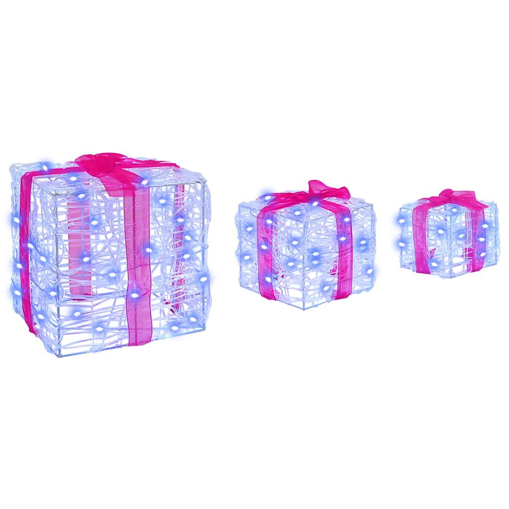 Gaveeske med 60 LED 3 pcs Blå 20 x 20 x 20 cm Akryl