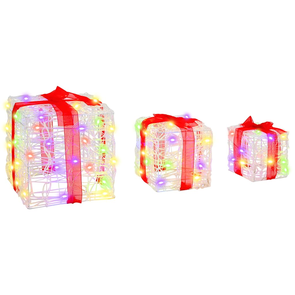 Gaveeske med 60 LED 3 pcs Flerfarget 20 x 20 x 20 cm Akryl