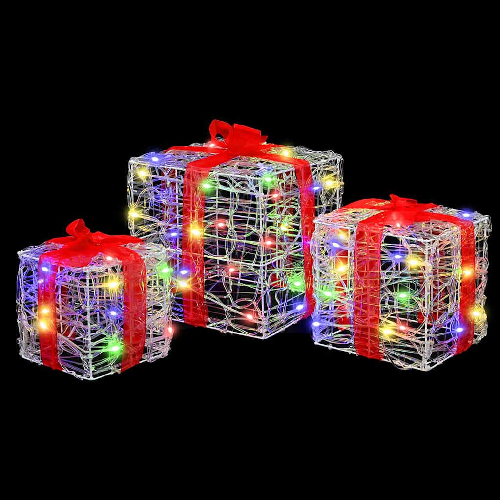 Gaveeske med 60 LED 3 pcs Flerfarget 20 x 20 x 20 cm Akryl