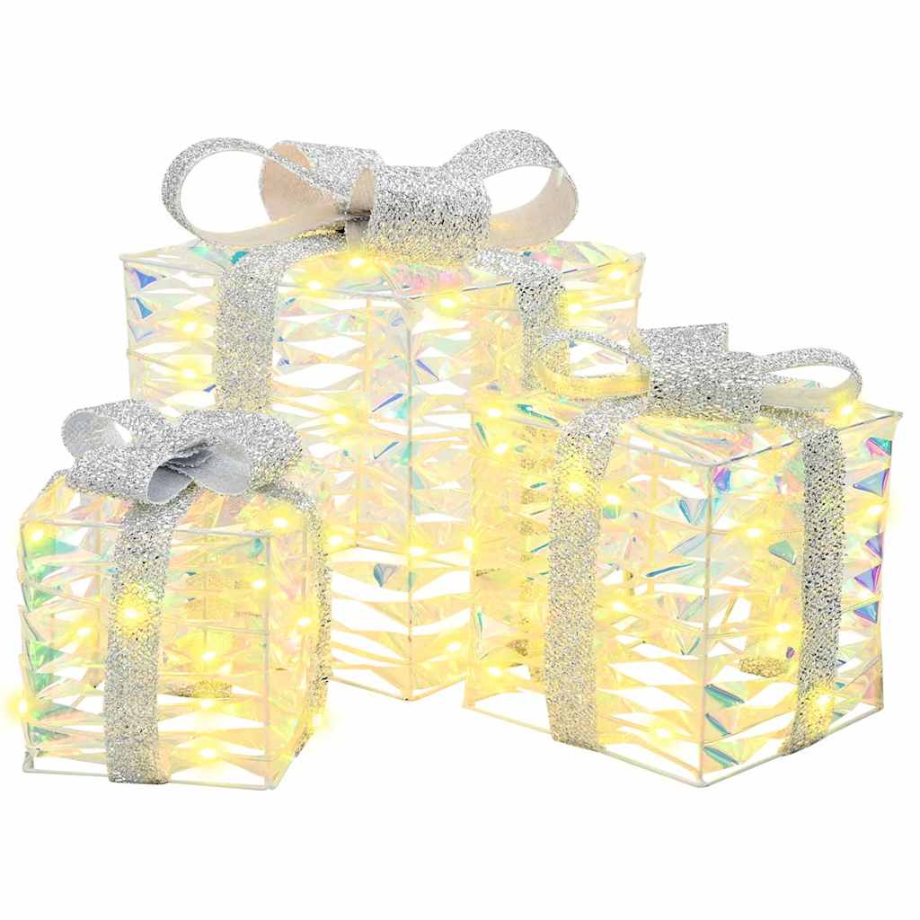 Gaveeske med 60 LED 3 pcs Varmhvit 20 x 20 x 20 cm PET