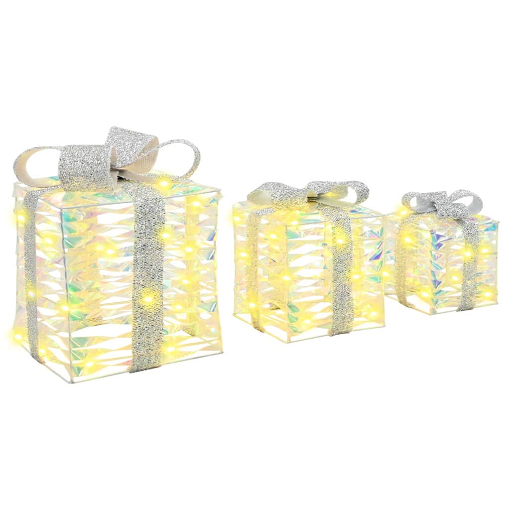 Gaveeske med 60 LED 3 pcs Varmhvit 20 x 20 x 20 cm PET