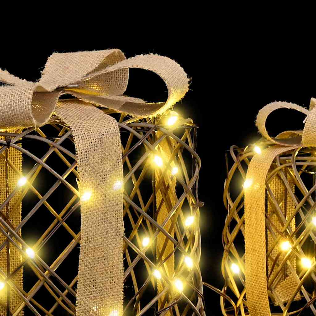 Gaveeske med 60 LED 3 pcs Varmhvit 20 x 20 x 20 cm Rotting