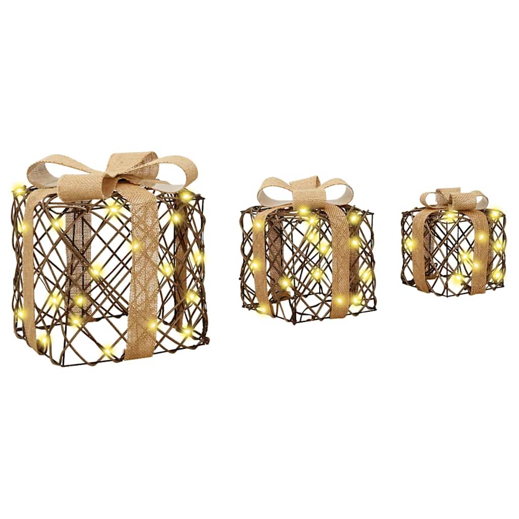 Gaveeske med 60 LED 3 pcs Varmhvit 20 x 20 x 20 cm Rotting