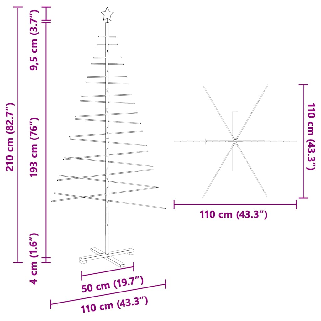 Trekjuletrær med stativ Brun 210 cm Bambus