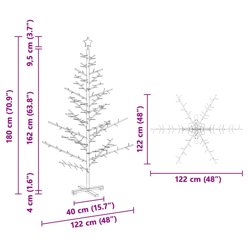 Trekjuletrær med stativ Naturlig 180 cm Heltre furu