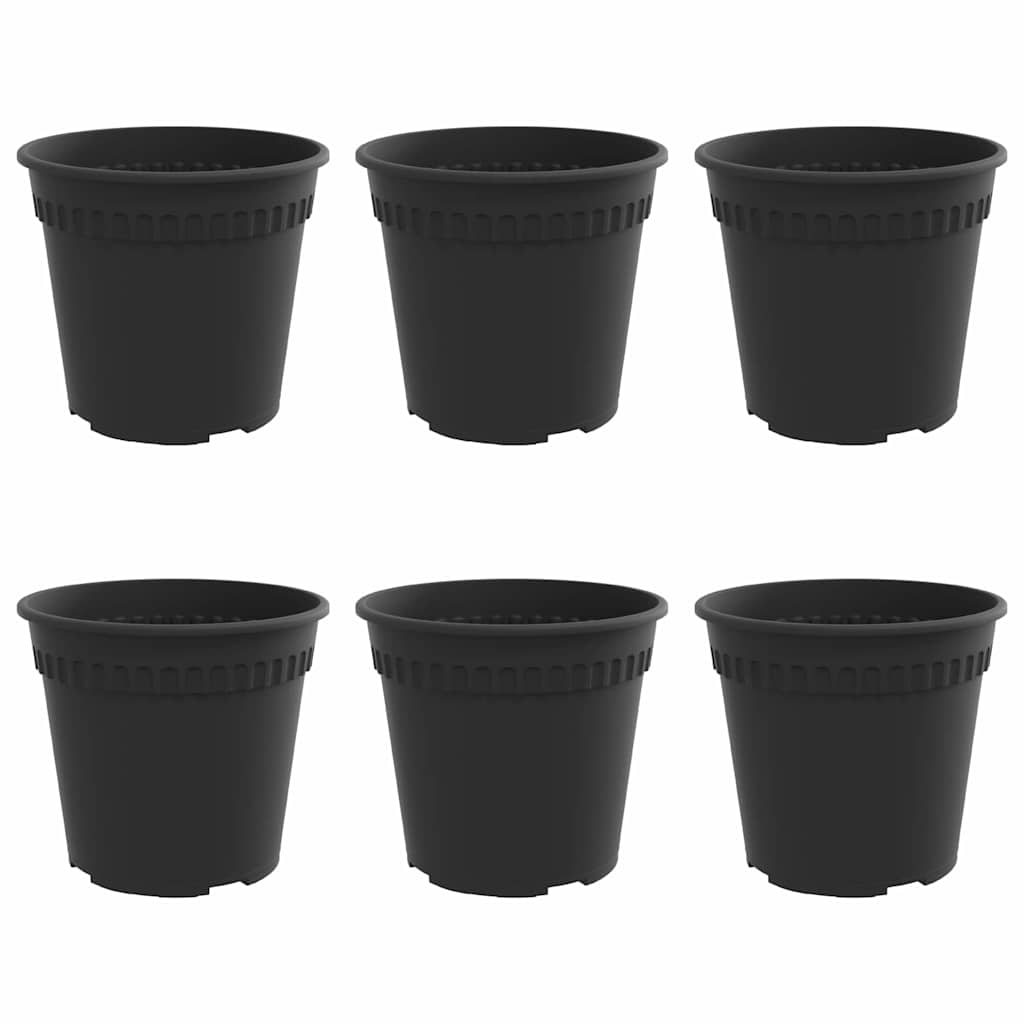 Rund Blomsterpotte 6 pcs Svart Ø 17 x 14 cm Plast