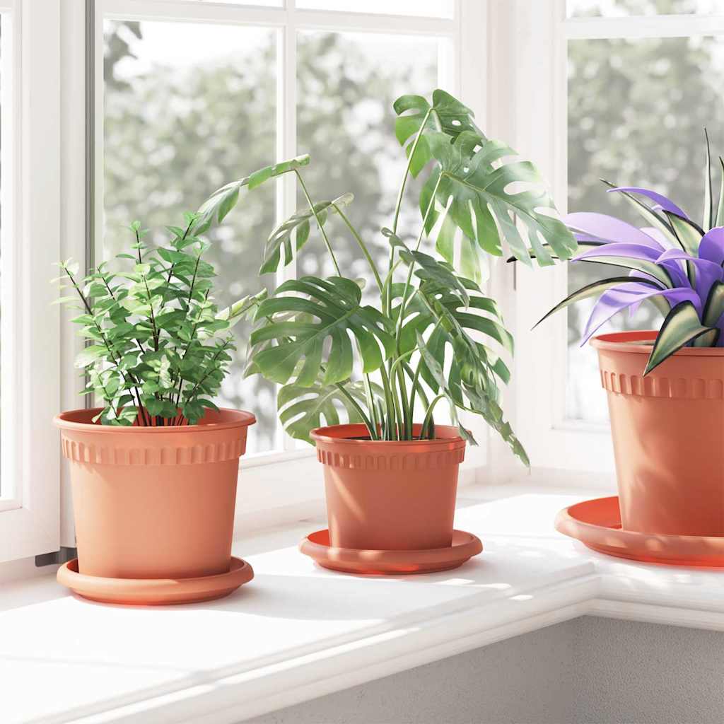 Rund Blomsterpotte 24 pcs Klinker Rød Ø 12,5 x 10 cm Plast