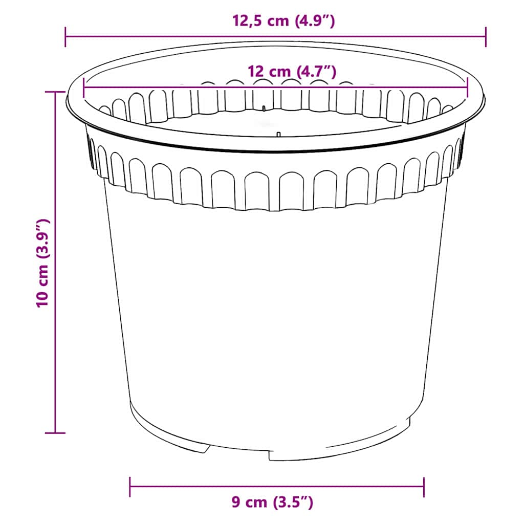 Rund Blomsterpotte 24 pcs Svart Ø 12,5 x 10 cm Plast