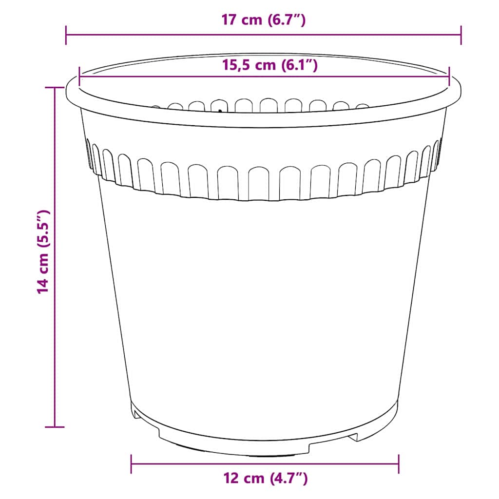 Rund Blomsterpotte 24 pcs Svart Ø 17 x 14 cm Plast