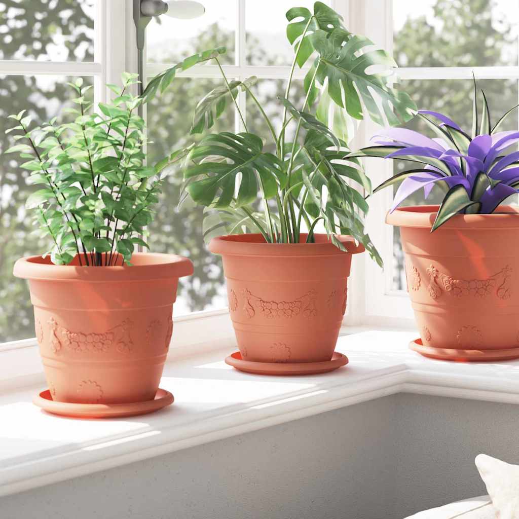 Rund Blomsterpotte 6 pcs Klinker Rød Ø 26 x 21.5 cm Plast