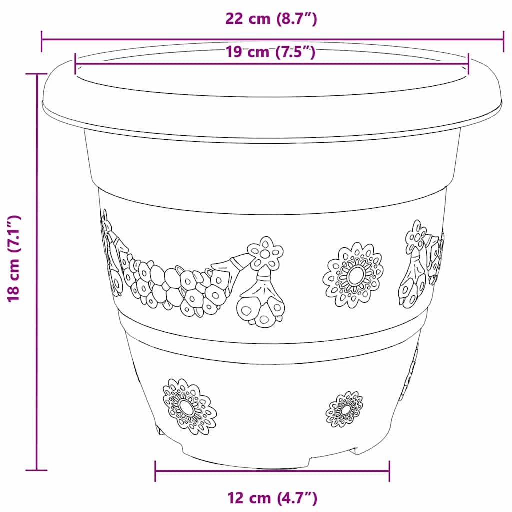 Rund Blomsterpotte 6 pcs Klinker Rød Ø 26 x 21.5 cm Plast