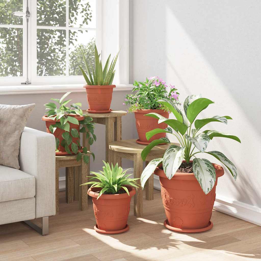 Rund Blomsterpotte 6 pcs Klinker Rød Ø 26 x 21.5 cm Plast