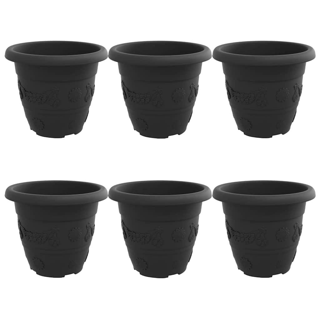 Rund Blomsterpotte 6 pcs Svart Ø 26 x 21.5 cm Plast