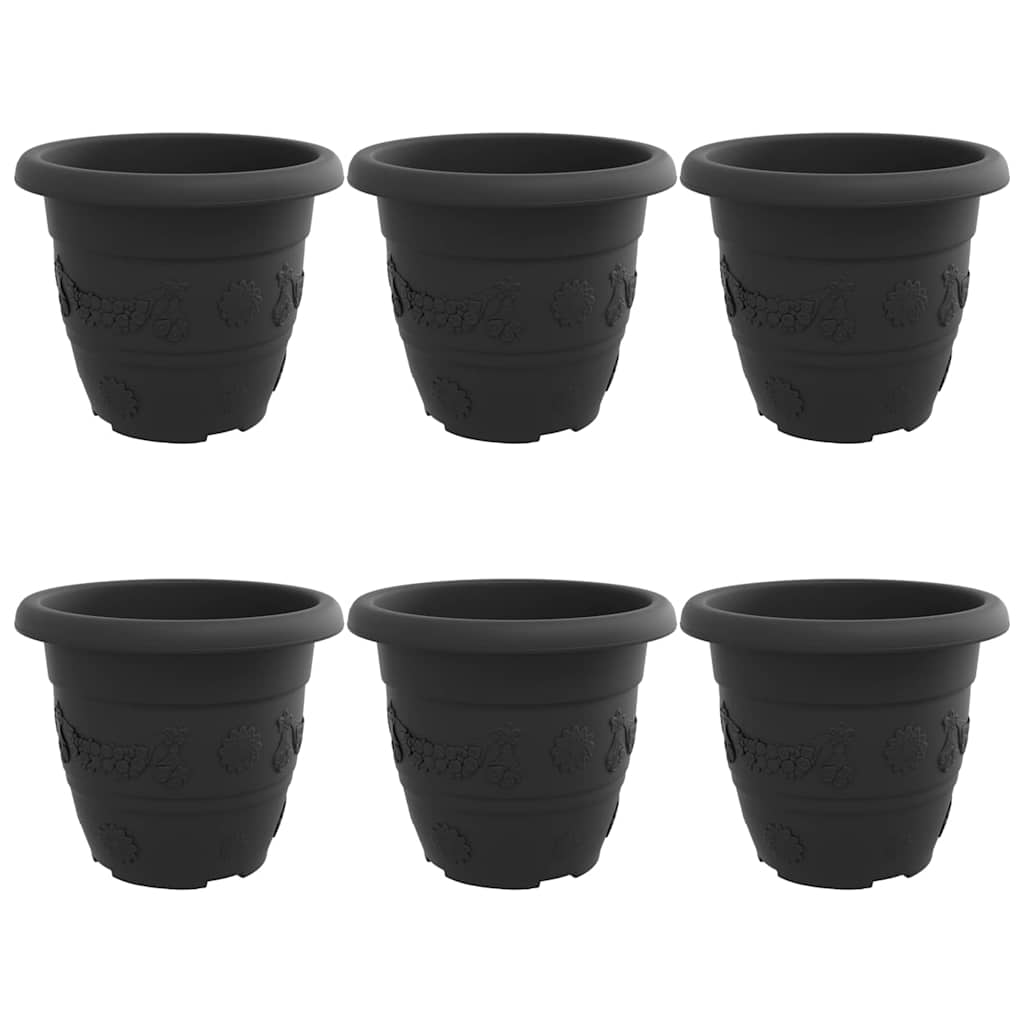 Rund Blomsterpotte 6 pcs Svart Ø 26 x 21.5 cm Plast
