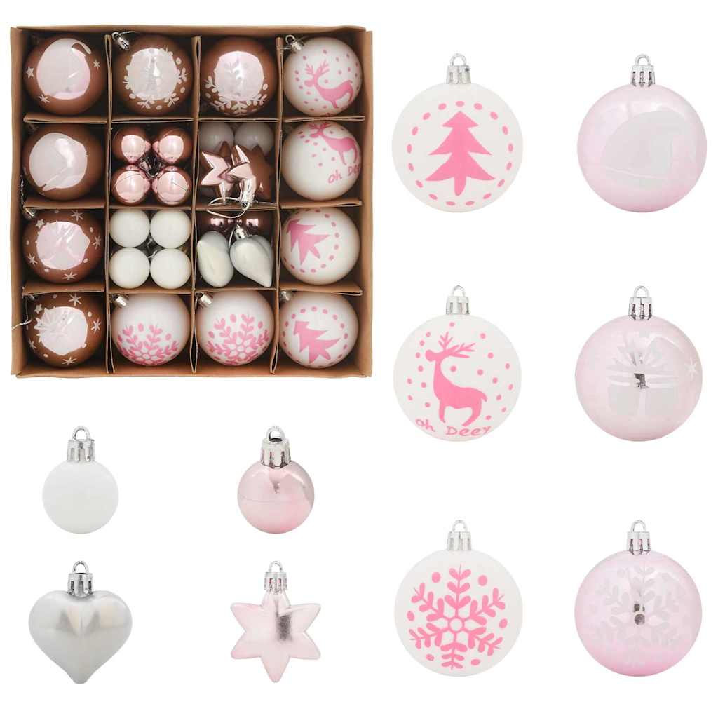 Julekule Sett 40 pcs Hvit og Rosa