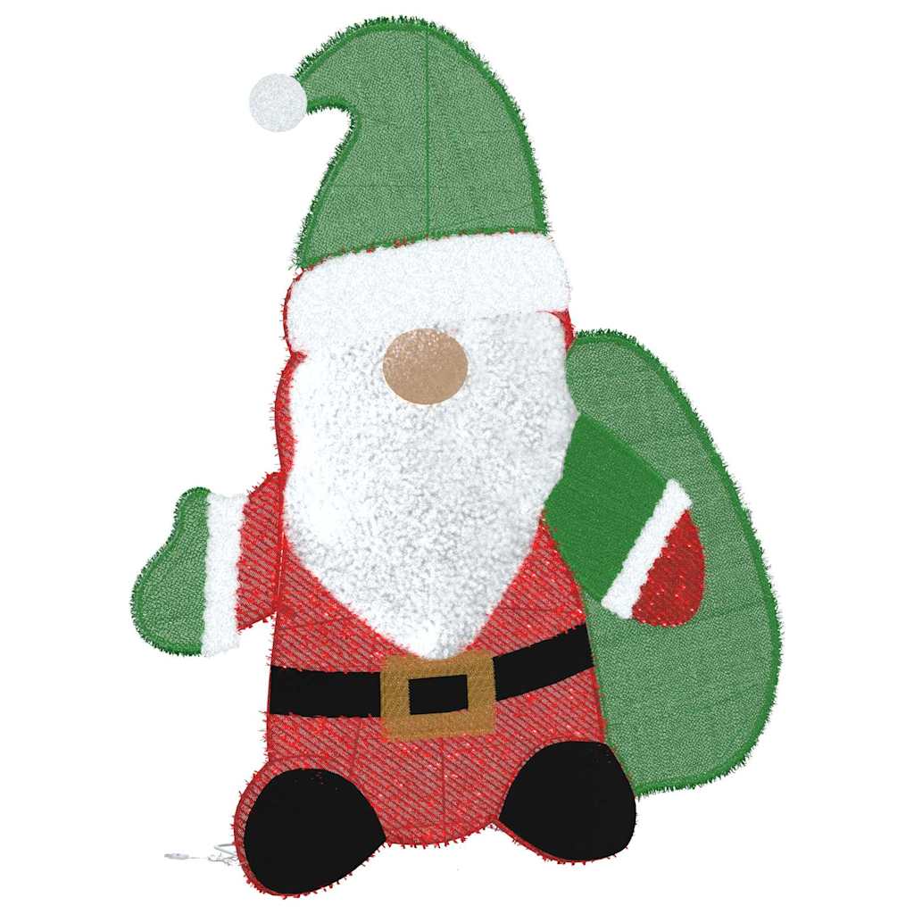 Belyst Julenisse Varmhvit 62 x 70 cm Glitterstoff