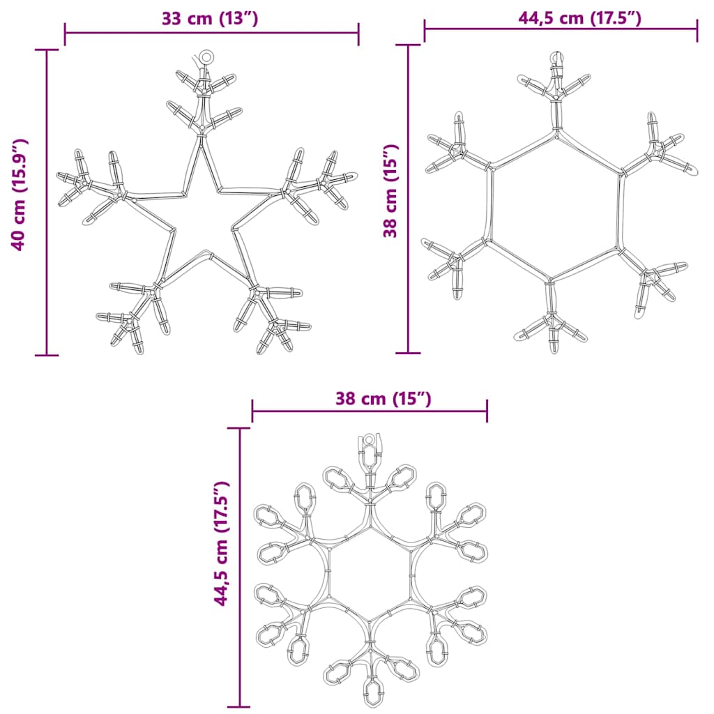 Jule Snøfnugg med 252 LED Varmhvit 45 x 38 cm PVC