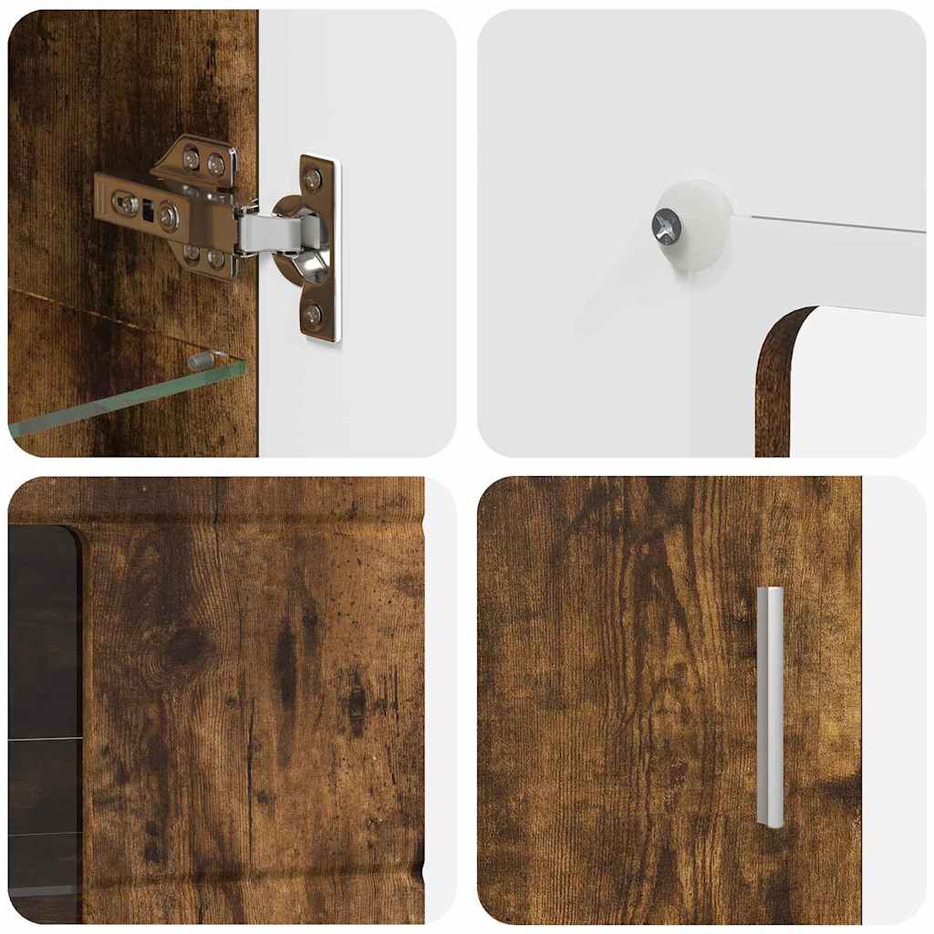 TV-benksett med skuff med hylle med dør Røkt eik Konstruert tre