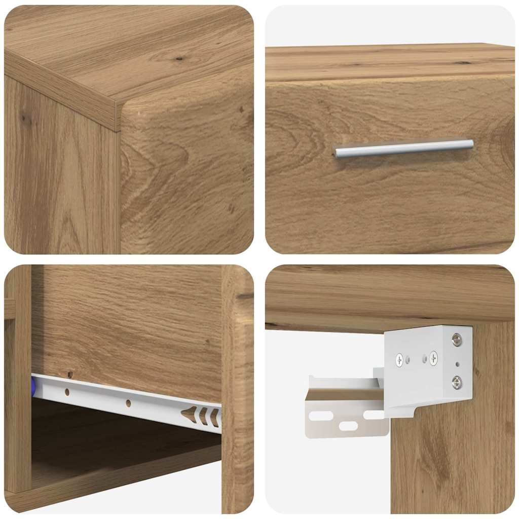 TV-benksett med skuff med hylle Artisan Eik Konstruert tre