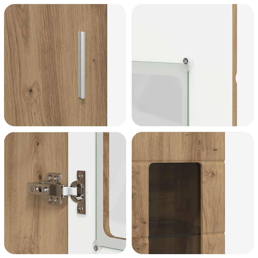 TV-benksett med skuff med hylle Artisan Eik Konstruert tre