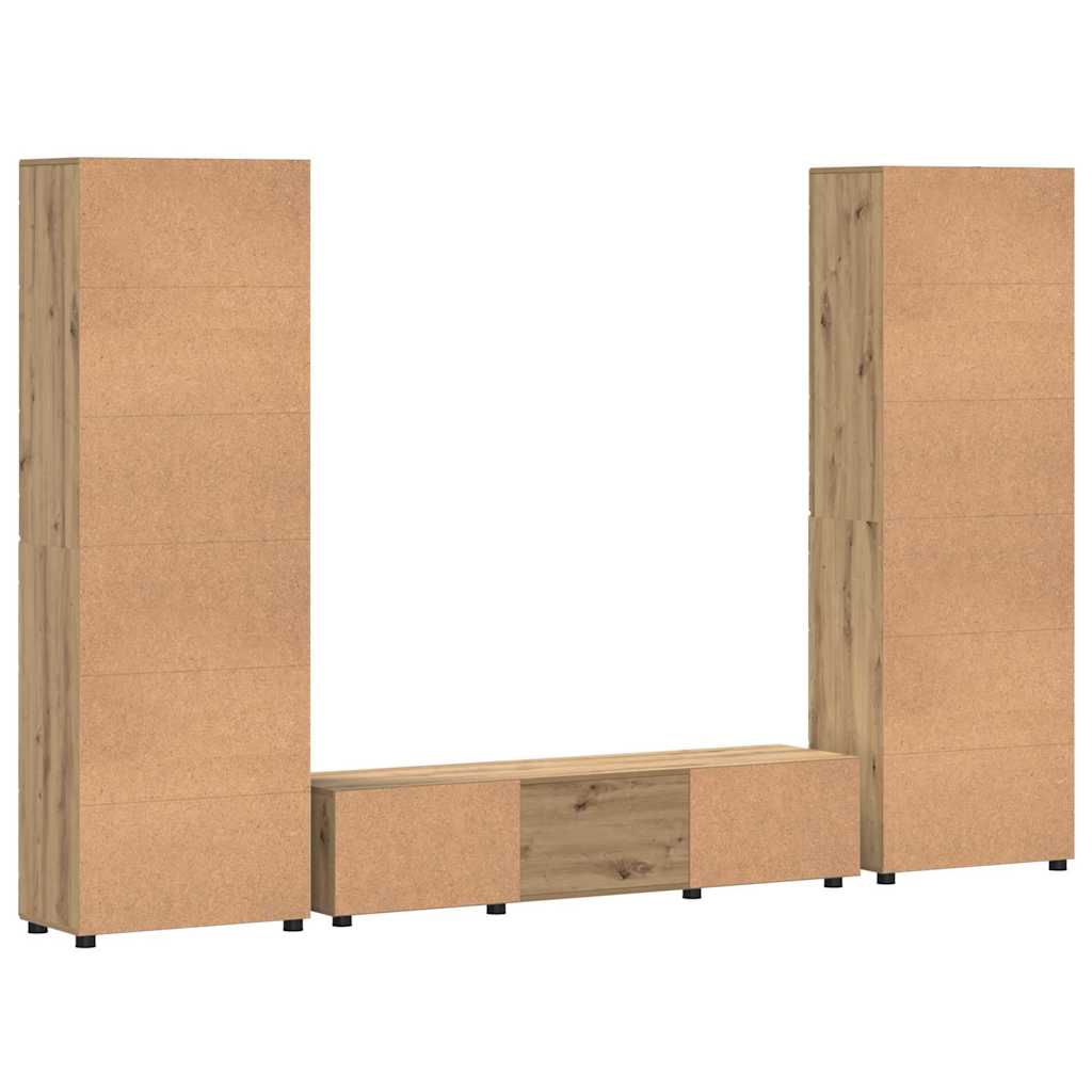 TV-benksett med skuff med hylle Artisan Eik Konstruert tre