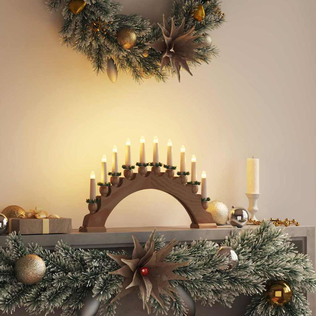 Julelys Bue med 10 LED Lys Brun 47 x 5 x 29 cm Heltre furu