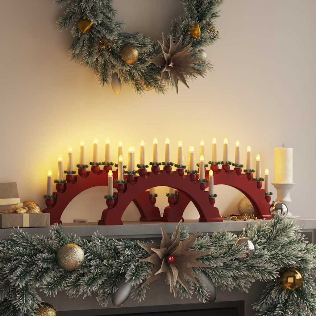 Julelys Bue med 10 LED Lys 3 pcs Rød 47 x 5 x 29 cm Heltre furu