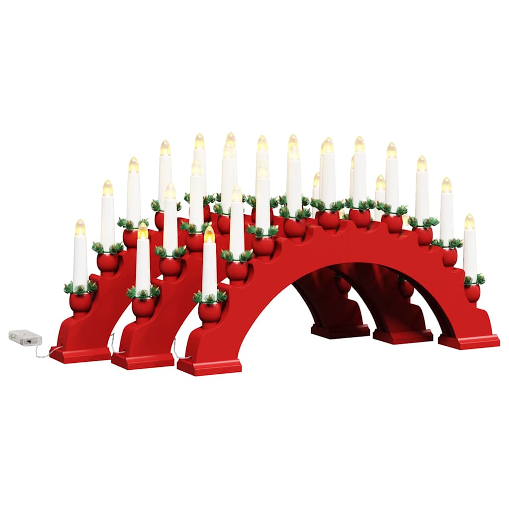 Julelys Bue med 10 LED Lys 3 pcs Rød 47 x 5 x 29 cm Heltre furu