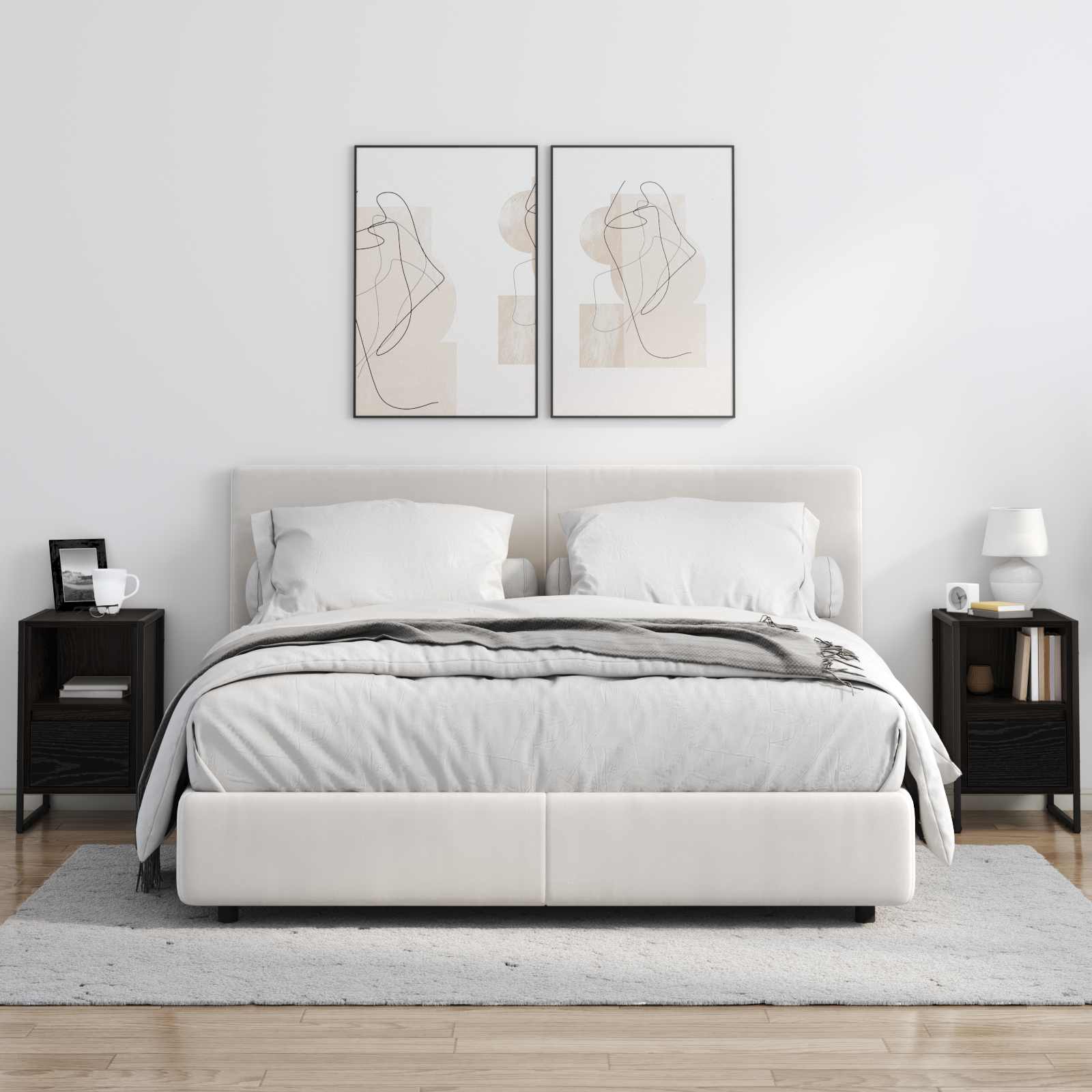 Nattbord 2 pcs Svart Eik 39,5 x 30 x 50 cm Konstruert tre