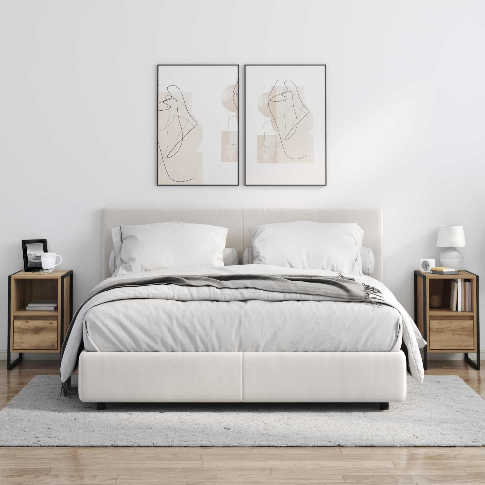 Nattbord 2 pcs Kunstnerisk Eik 39,5 x 30 x 50 cm Konstruert tre