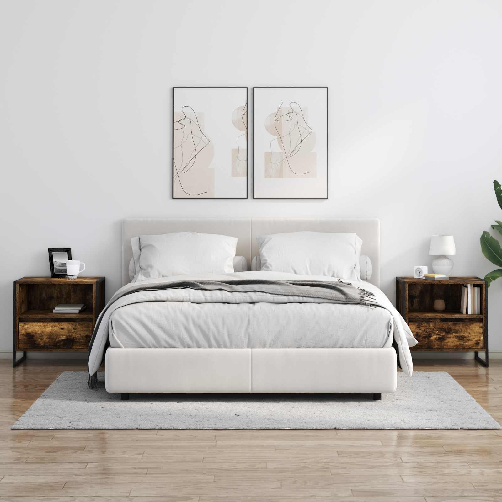 Nattbord 2 pcs Røyk Eik 50 x 39,5 x 50 cm Konstruert tre