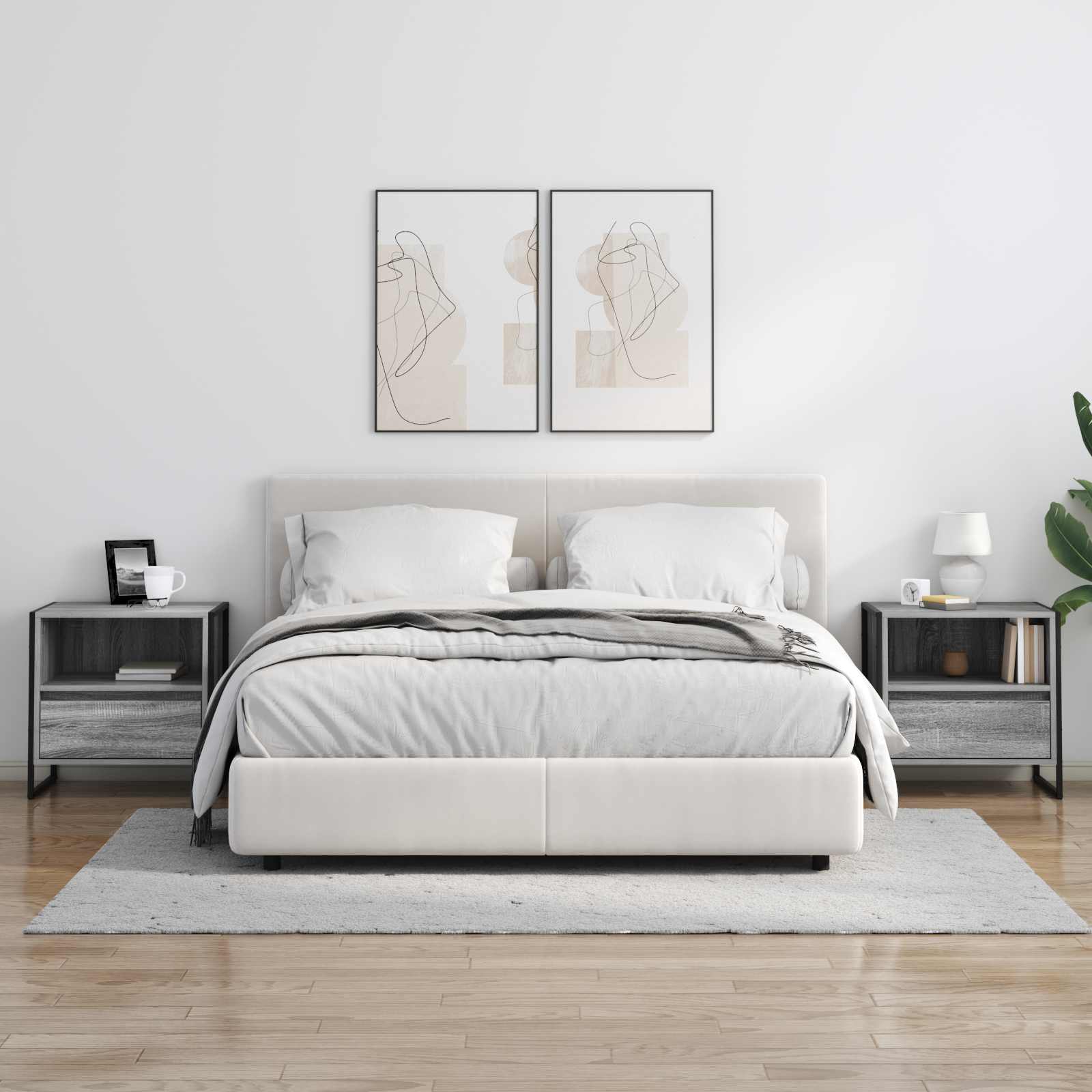 Nattbord med skuff Grå Sonoma 50 x 39,5 x 50 cm Konstruert tre